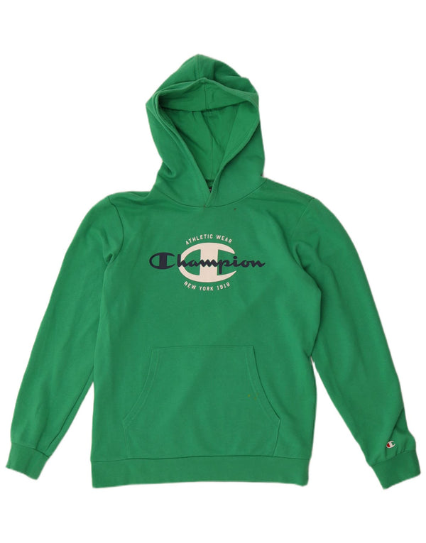 Pulover cu glugă cu grafic pentru băieți Champion 15-16 ani 2XL bumbac verde