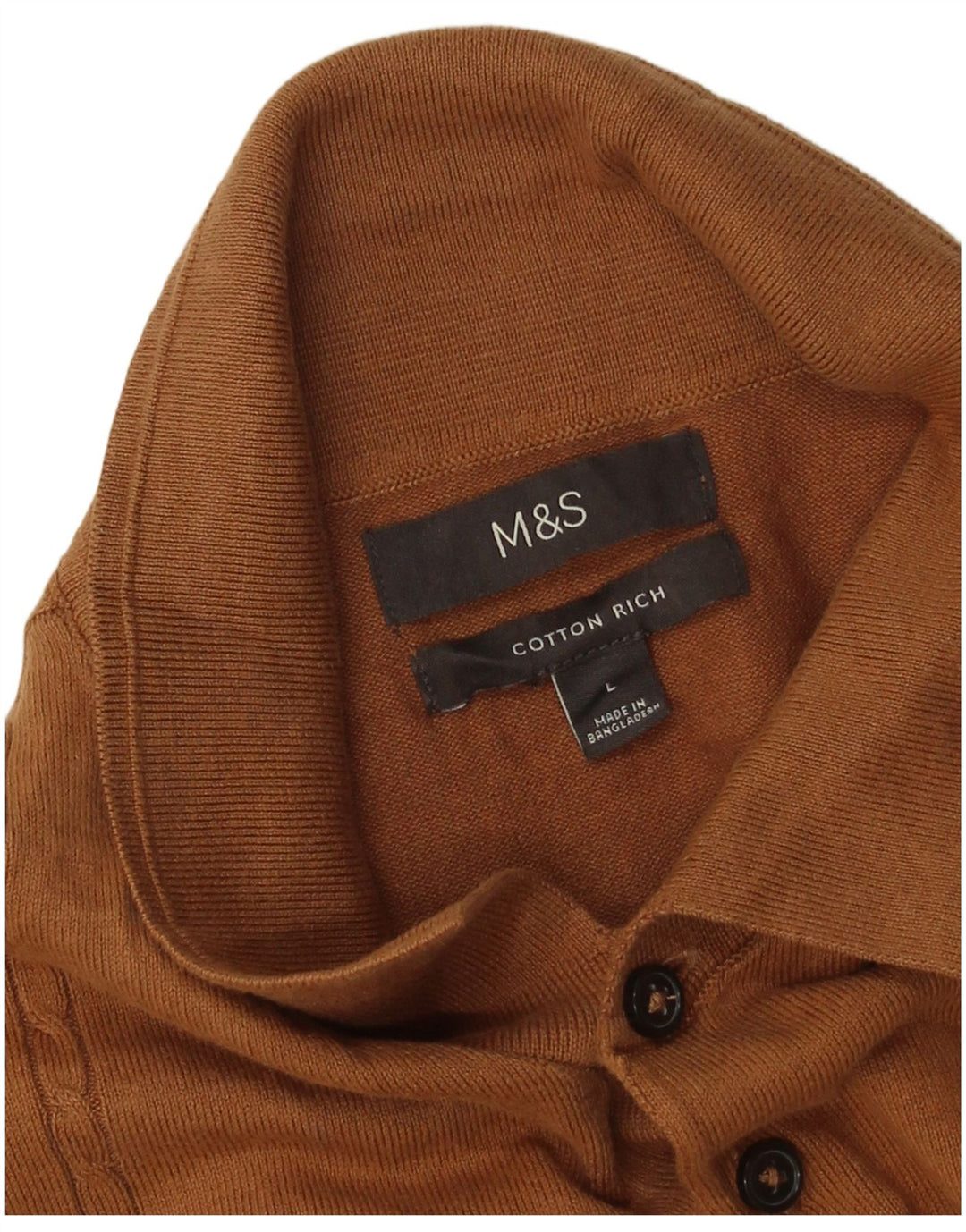 Marks & Spencer Pulover pentru bărbați cu gât polo, bumbac mare, maro
