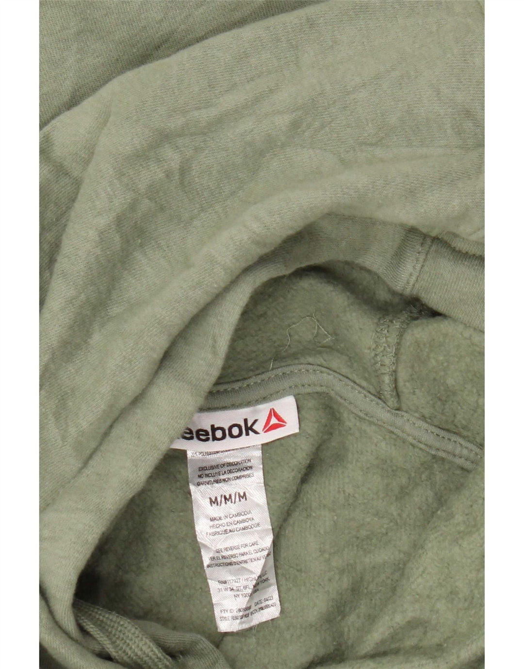 Pulover Reebok pentru bărbați, bumbac verde mediu