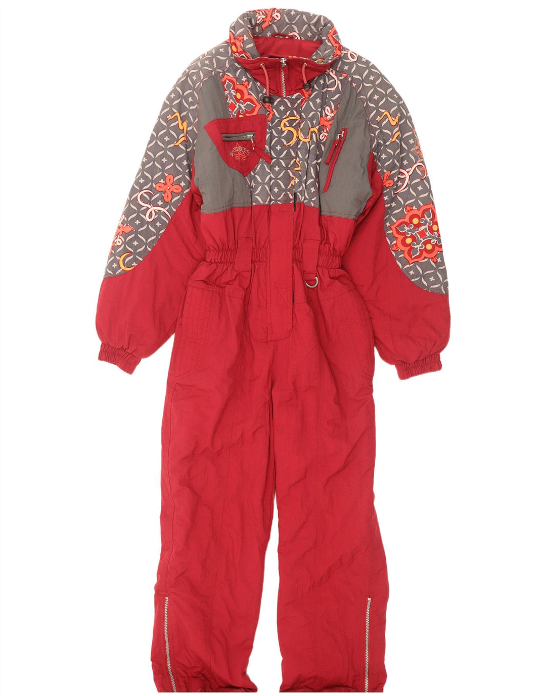 Salopetă de schi X-Cape pentru femei UK 10 Small Red Geometric Nylon