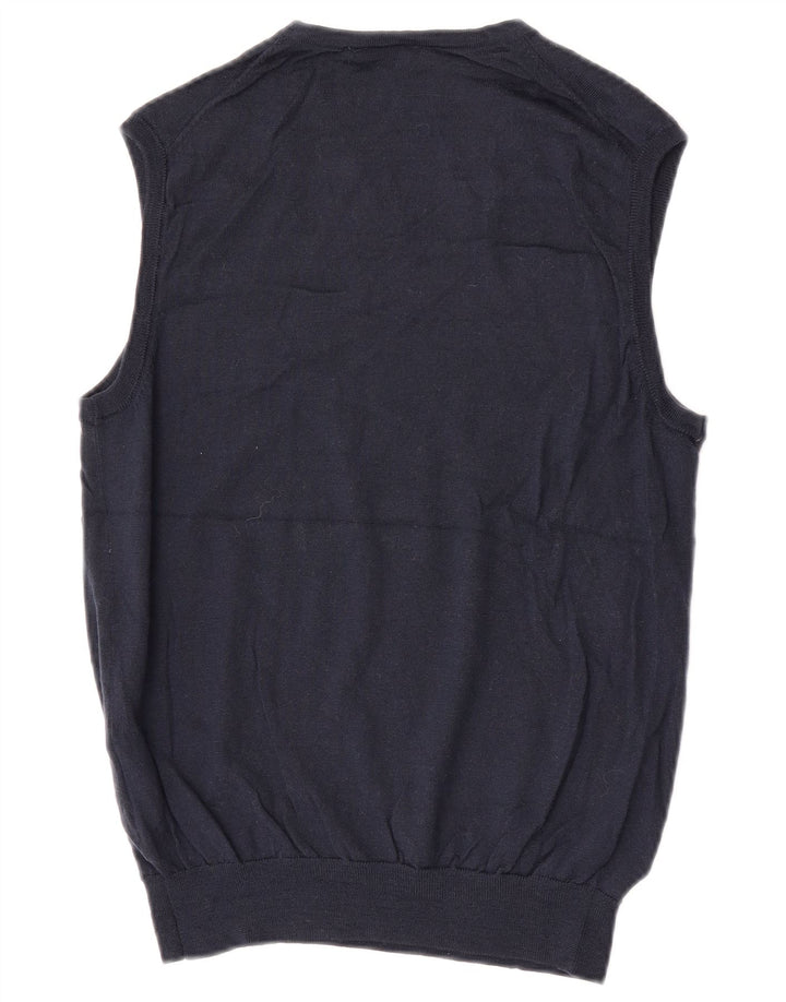 Jaeger Mens Vest Tank Top Lână merino bleumarin mic