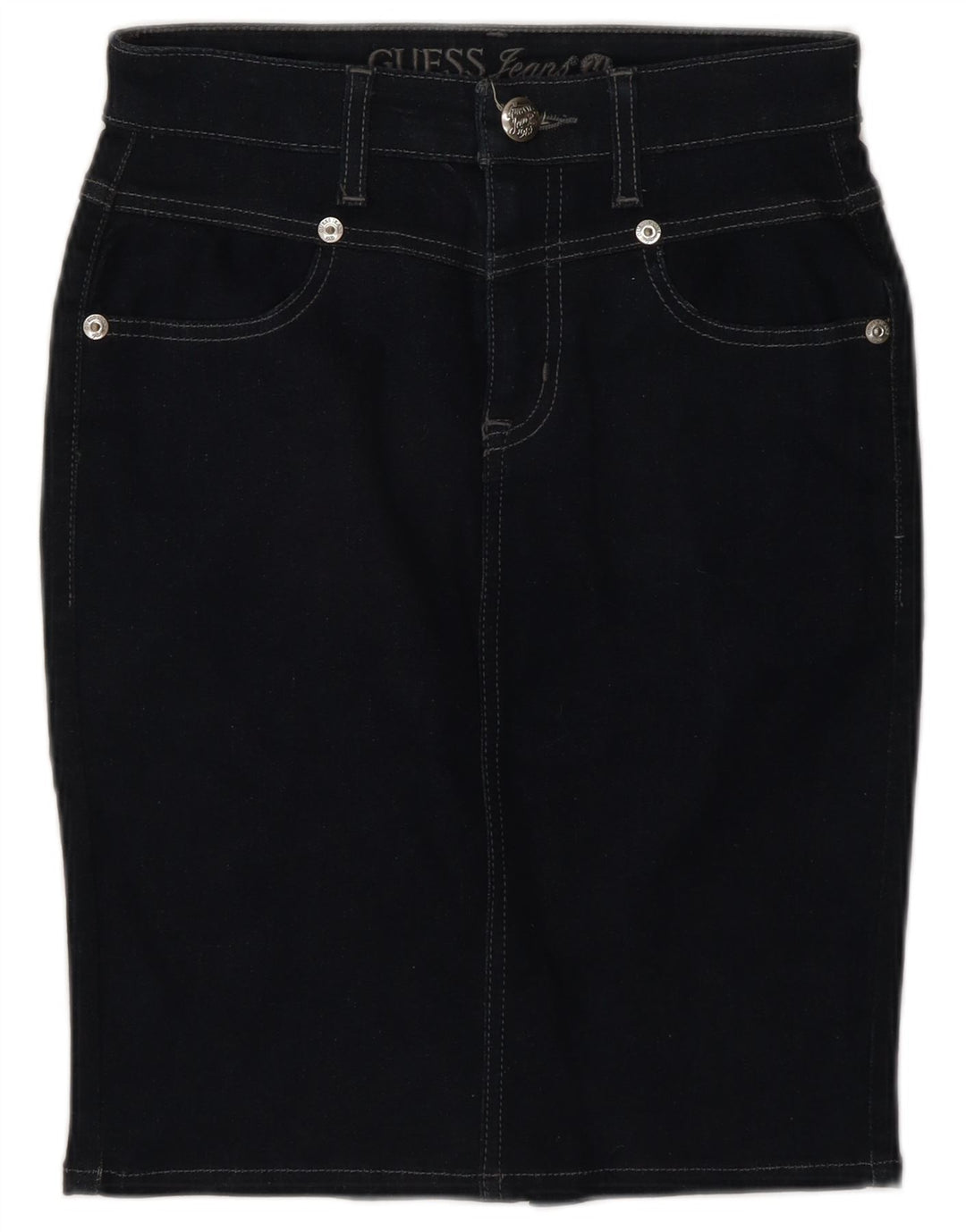 Fusta de blugi pentru femei Guess W28 Medium Bluemarin Bumbac