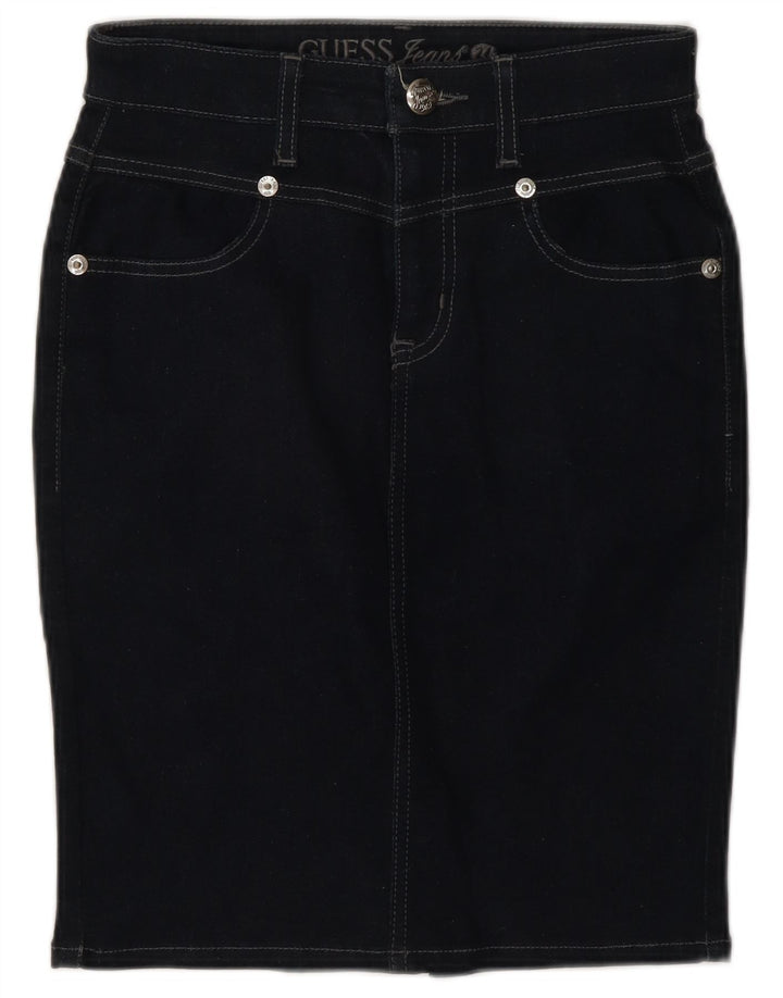 Fusta de blugi pentru femei Guess W28 Medium Bluemarin Bumbac