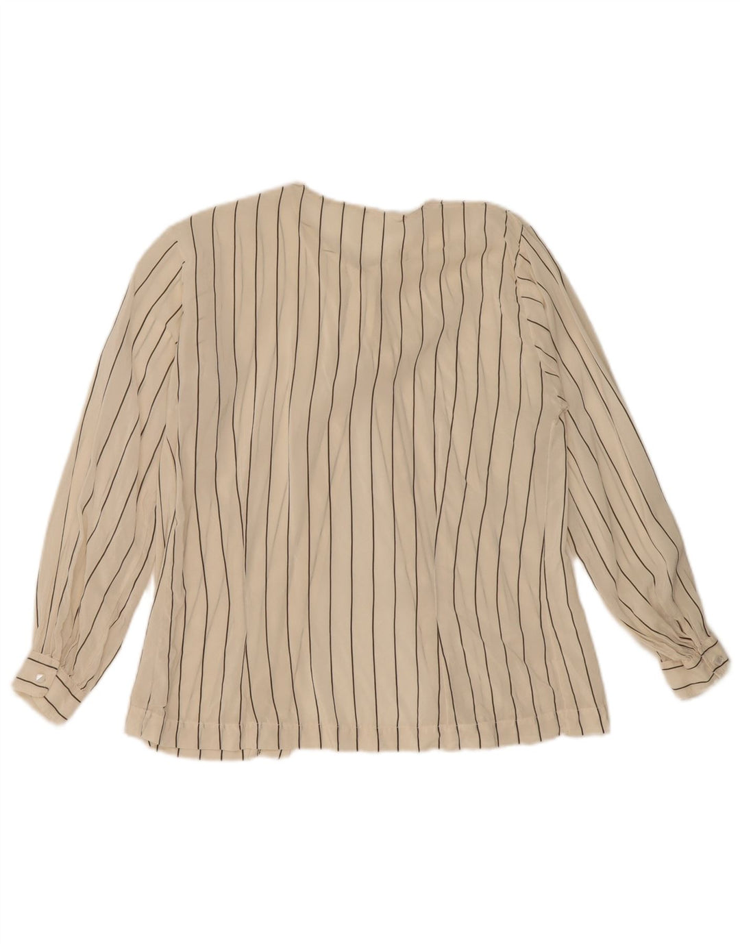 Bluză de cămașă vintage pentru femei UK 12 Medium Off White Pinstripe