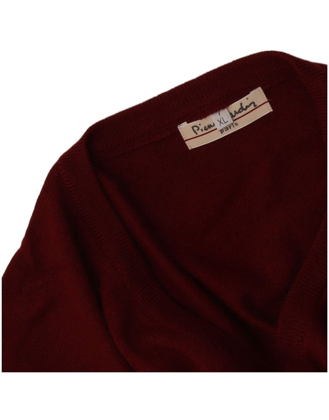 Pierre Cardin Pulover cu decolteu în V pentru bărbați, XL, roșu