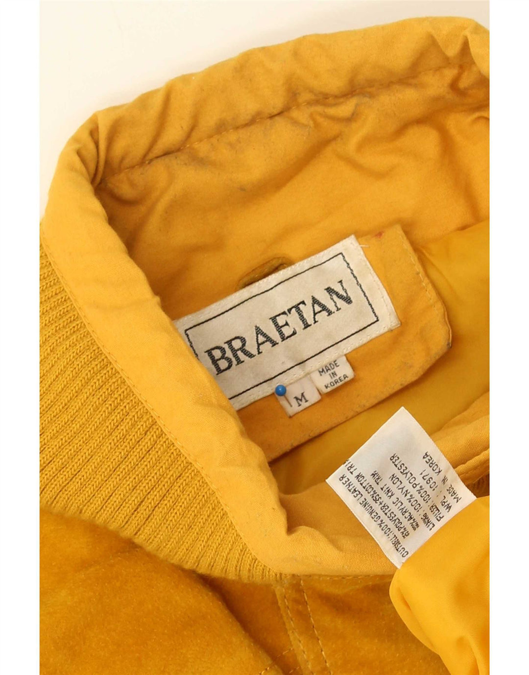 Jachetă de piele pentru bărbați Braetan UK 38 Galben mediu