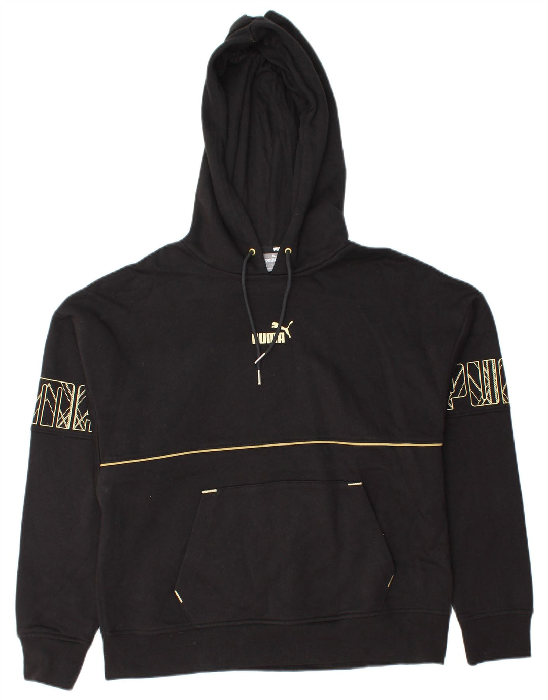 Pulover cu glugă cu grafic PUMA pentru femei UK 14, bumbac mediu negru