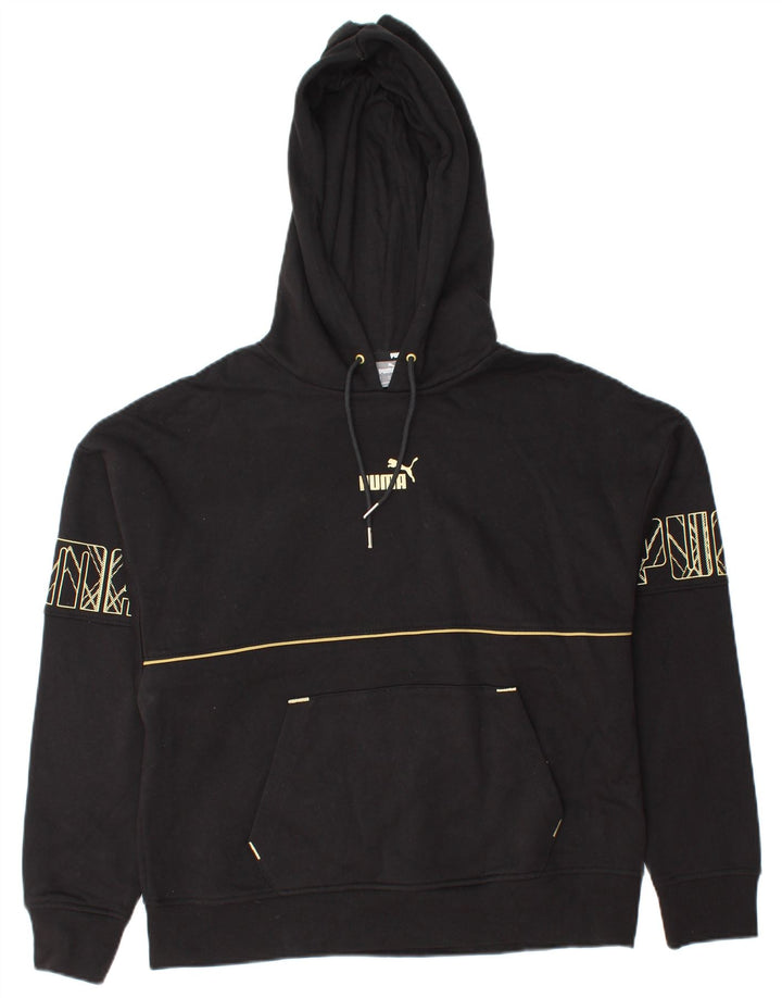 Pulover cu glugă cu grafic PUMA pentru femei UK 14, bumbac mediu negru