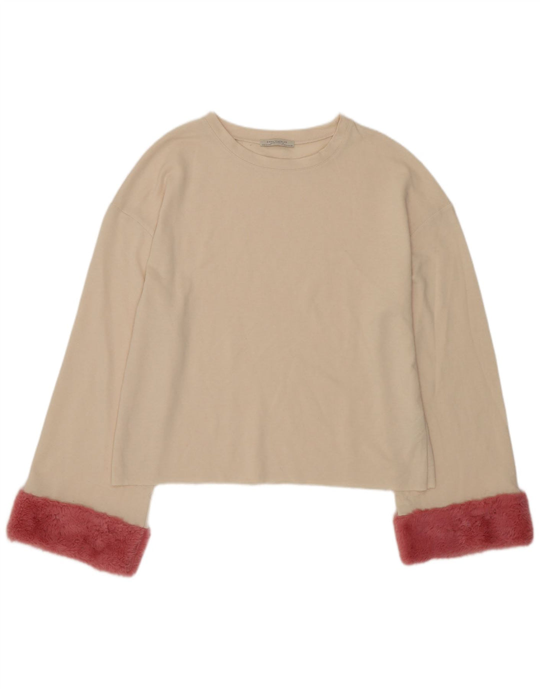 Top supradimensionat pentru femei Zara cu mânecă lungă UK 10 mic bej colorblock