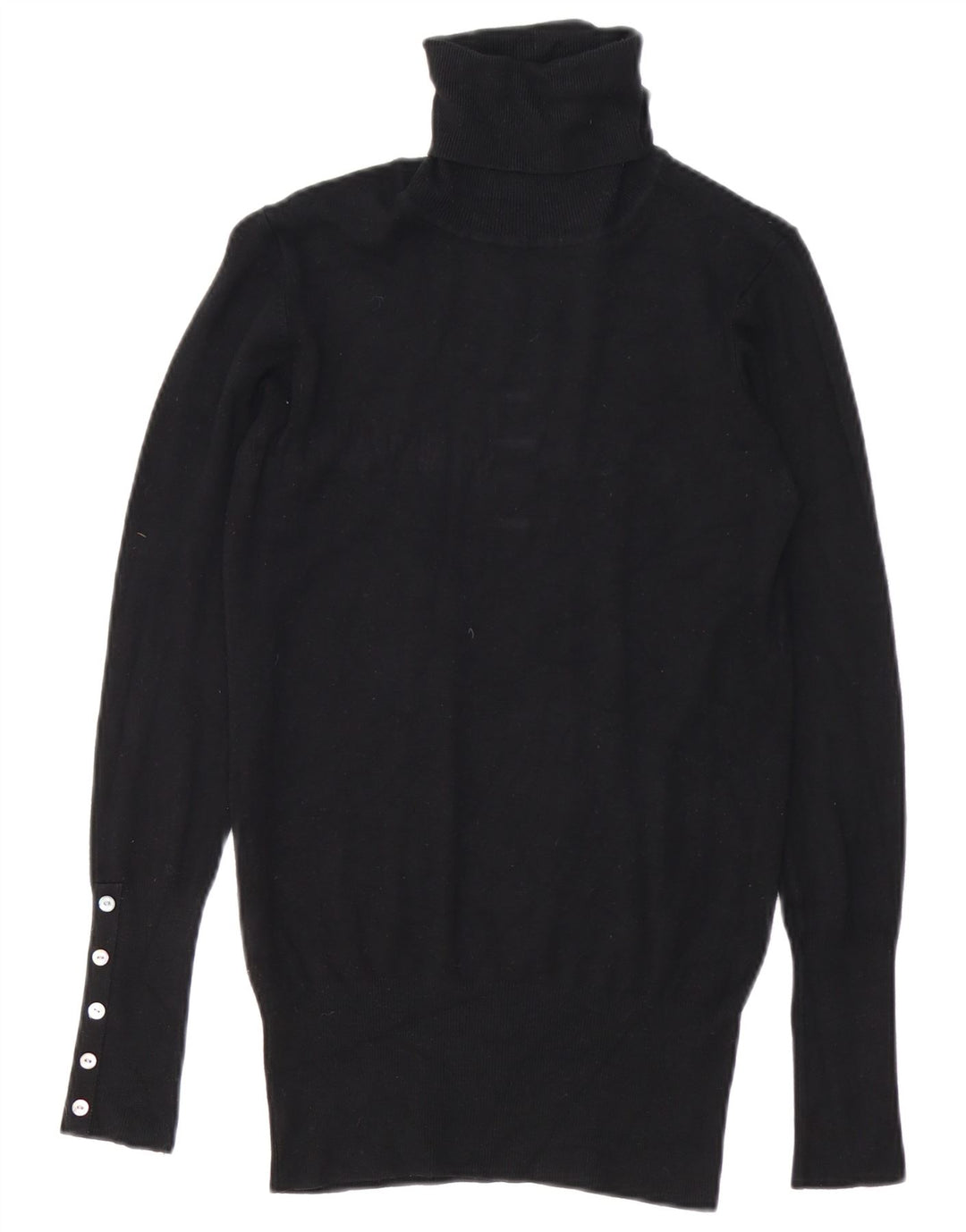 Pulover cu gât rulat Zara pentru femei UK 14 Medium Black Rayon