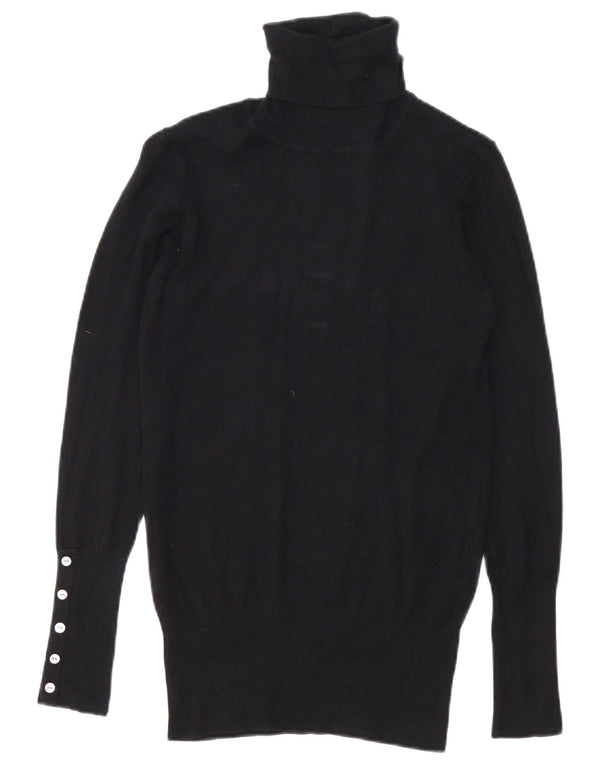 Pulover cu gât rulat Zara pentru femei UK 14 Medium Black Rayon