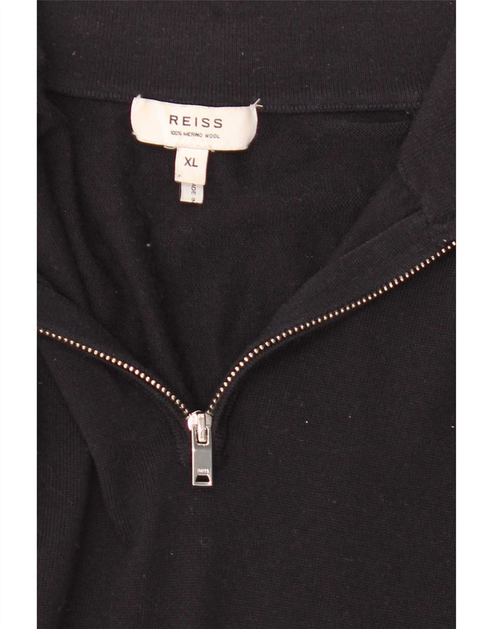 Pulover Reiss pentru bărbați, cu fermoar și gât, XL, lână neagră