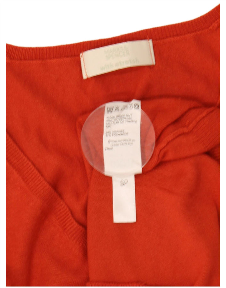Pulover pentru femei Marks & Spencer, cu mâneci 3/4, cu decolteu în V, portocaliu mediu UK 12