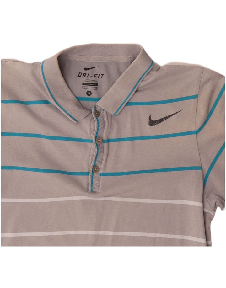Tricou polo Nike Dri Fit pentru bărbați, bumbac cu dungi mici, gri