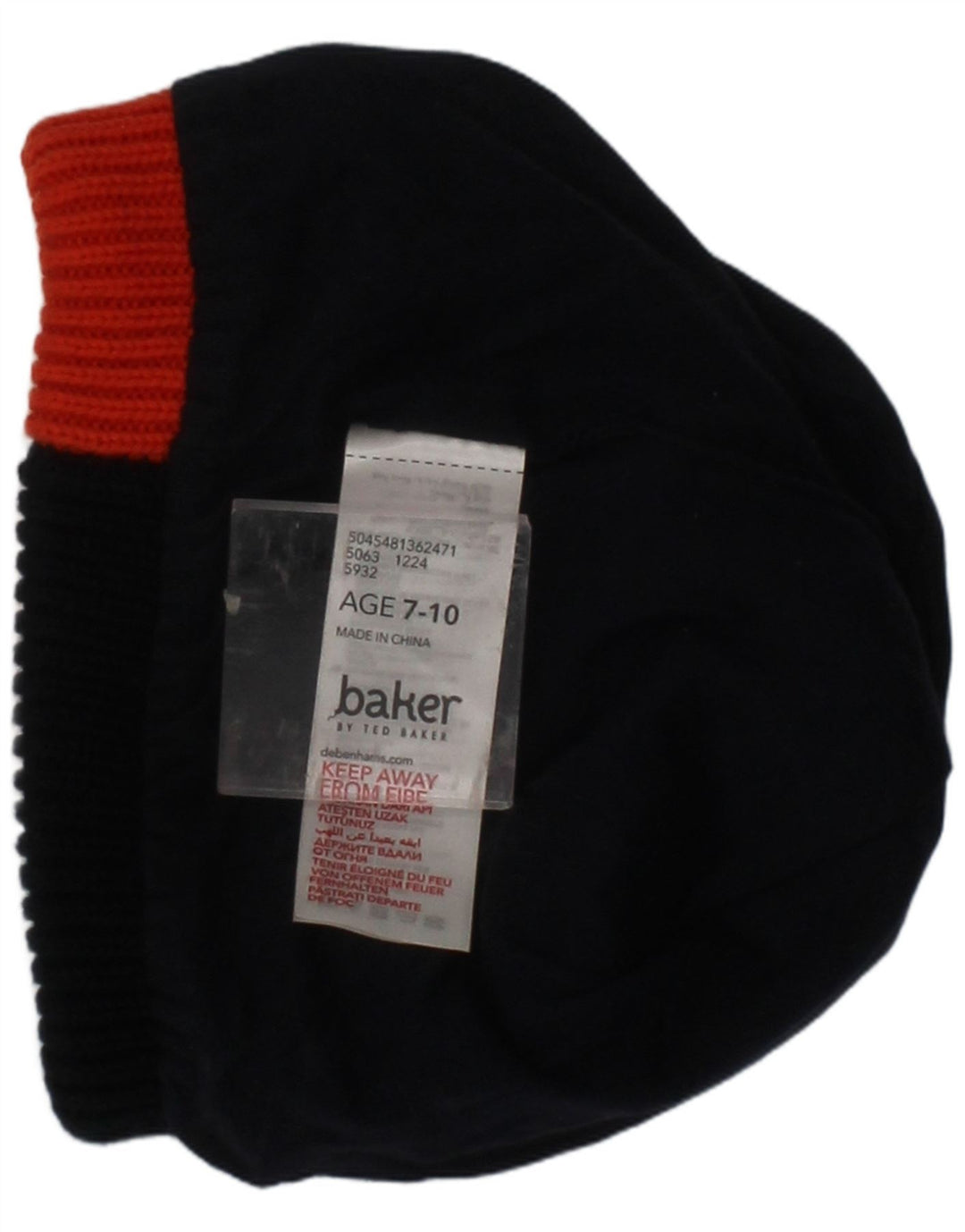 TED BAKER Boys Graphic Knit Beanie Hat 7-8 Years Red Colourblock Classic