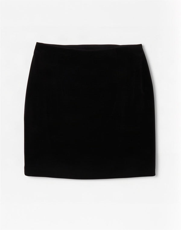 Vintage Womens Velvet Mini Skirt UK 14 Medium W30 Black Cotton