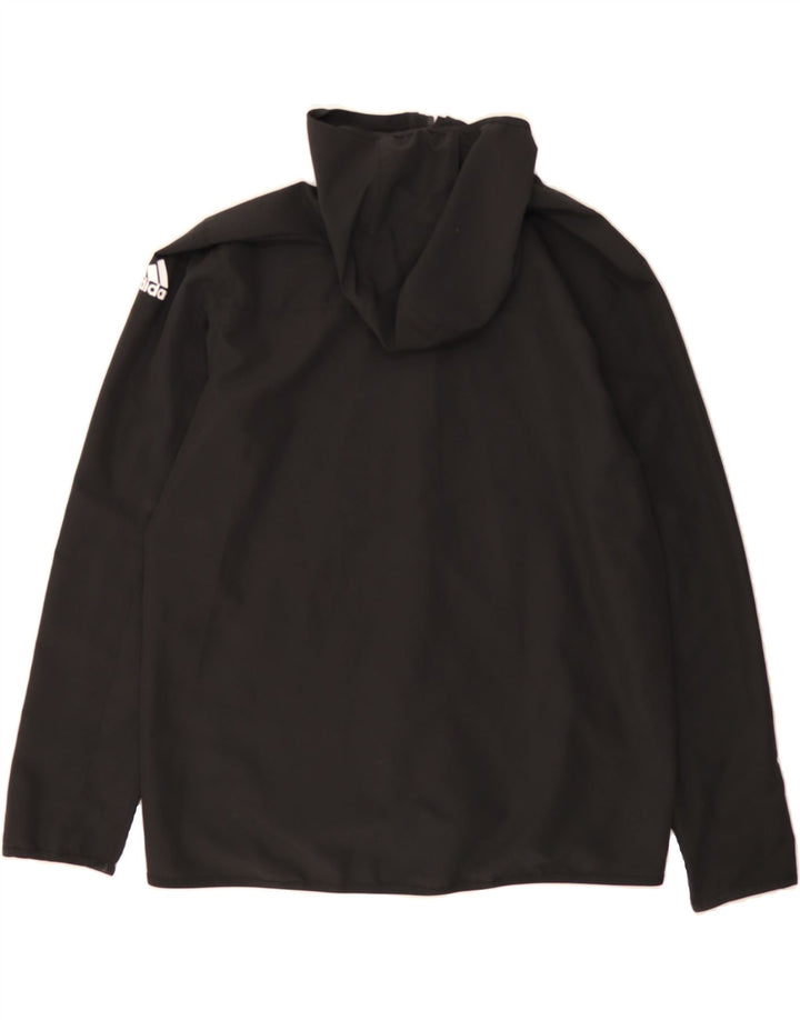 ADIDAS Mens Hooded Tracksuit Top Jacket Large Black Polyester Vintage Adidas and Second-Hand Adidas from Messina Hembry 