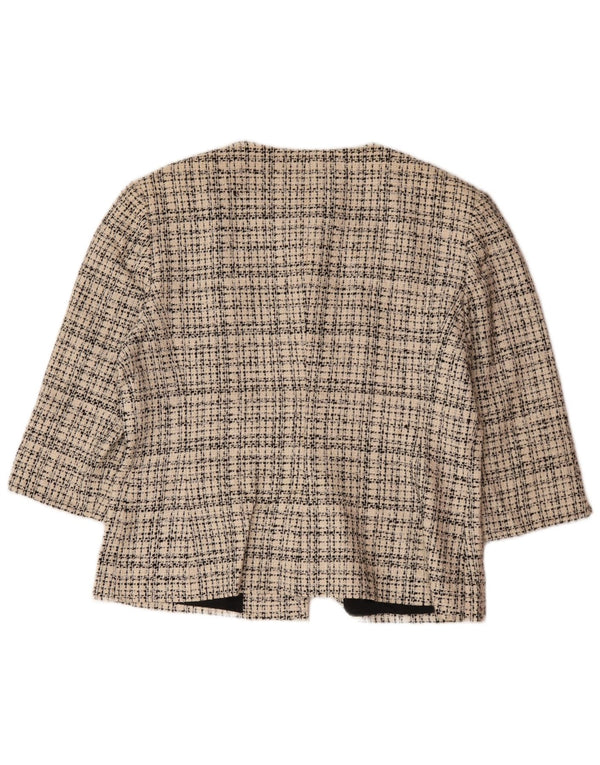 Sacou Jaeger pentru femei, cu 4 nasturi, cu maneci 3/4, UK 16, mare, bej, carouri