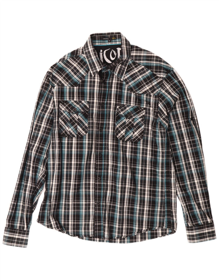 Cămașă pentru bărbați Jack & Jones XL, bumbac cu carouri negru