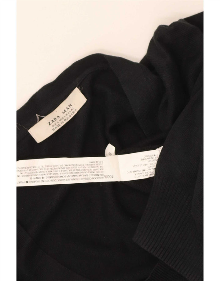 Pulover cardigan pentru bărbați Zara, mare, negru, bumbac