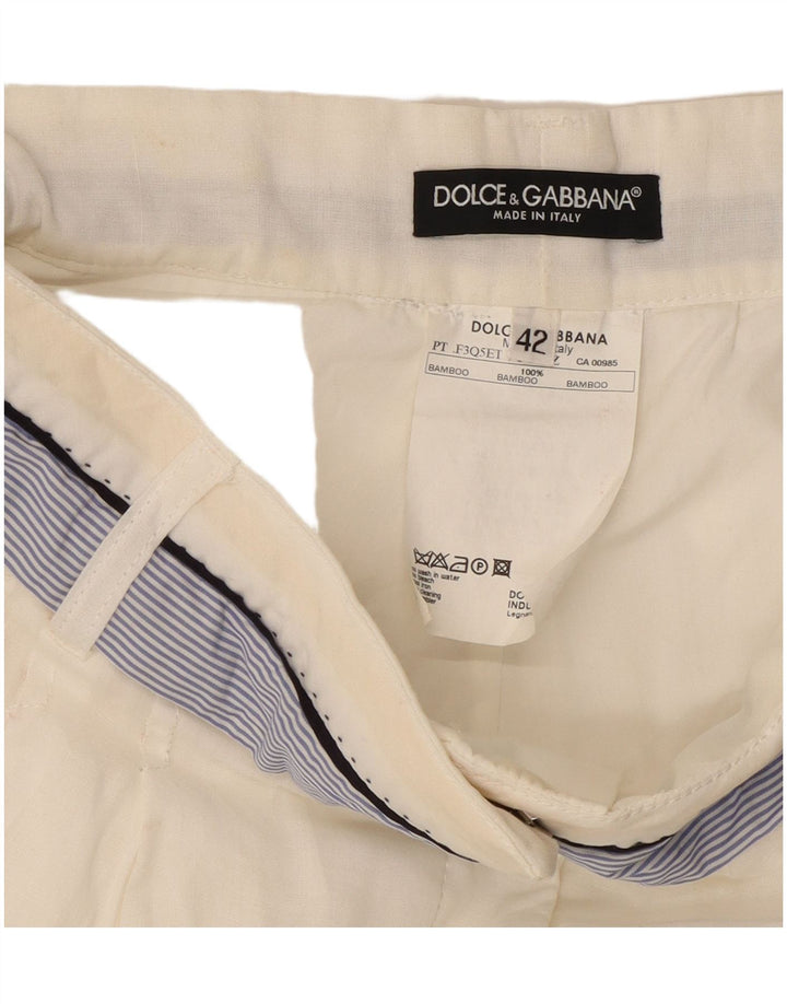 Pantaloni Capri pentru femei Dolce & Gabbana IT 42 Medium W30 L21 Alb