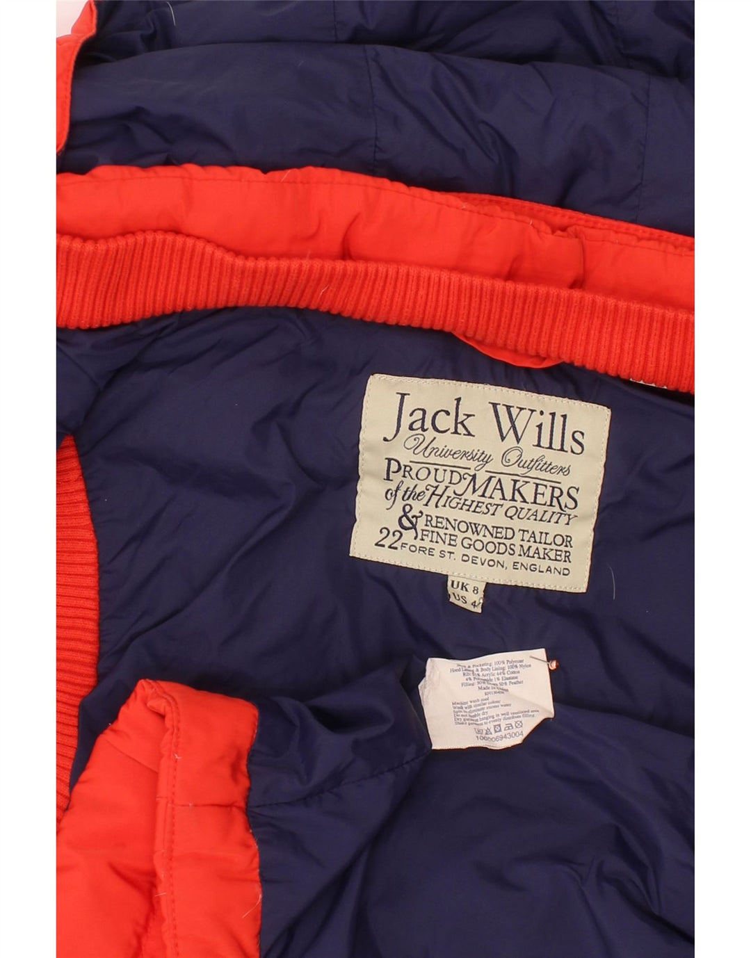 JACK WILLS Gilet căptușit cu glugă pentru femei UK 8 Small Red Poliester