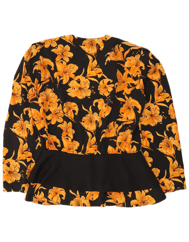 Top cardigan vintage pentru femei IT 48 XL Poliester floral negru
