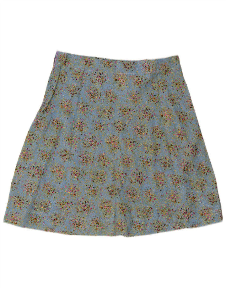 Fustă A-Line Vintage pentru femei W34 Mare Albastru Floral