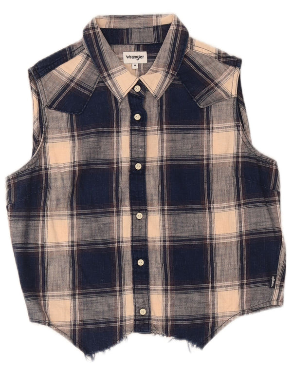 Bluză Wrangler pentru femei, cămașă crop UK 14 Medium Blue Plaid Western