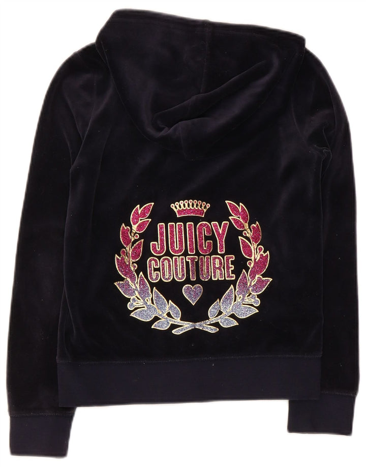 JUICY COUTURE Pulover cu capota cu fermoar cu grafic pentru fete 9-10 ani Bumbac bleumarin