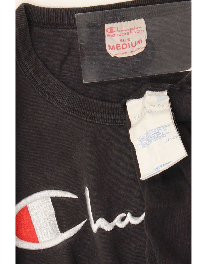 Tricou grafic Champion pentru bărbați Top mediu din bumbac negru