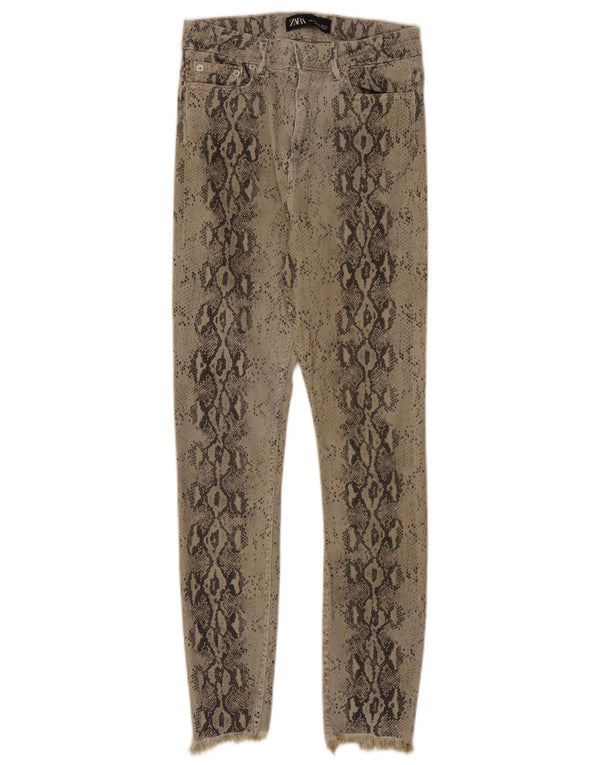 Blugi skinny pentru femei cu talie înaltă Zara EU 36 XS L26 L26 Kaki Animal Print