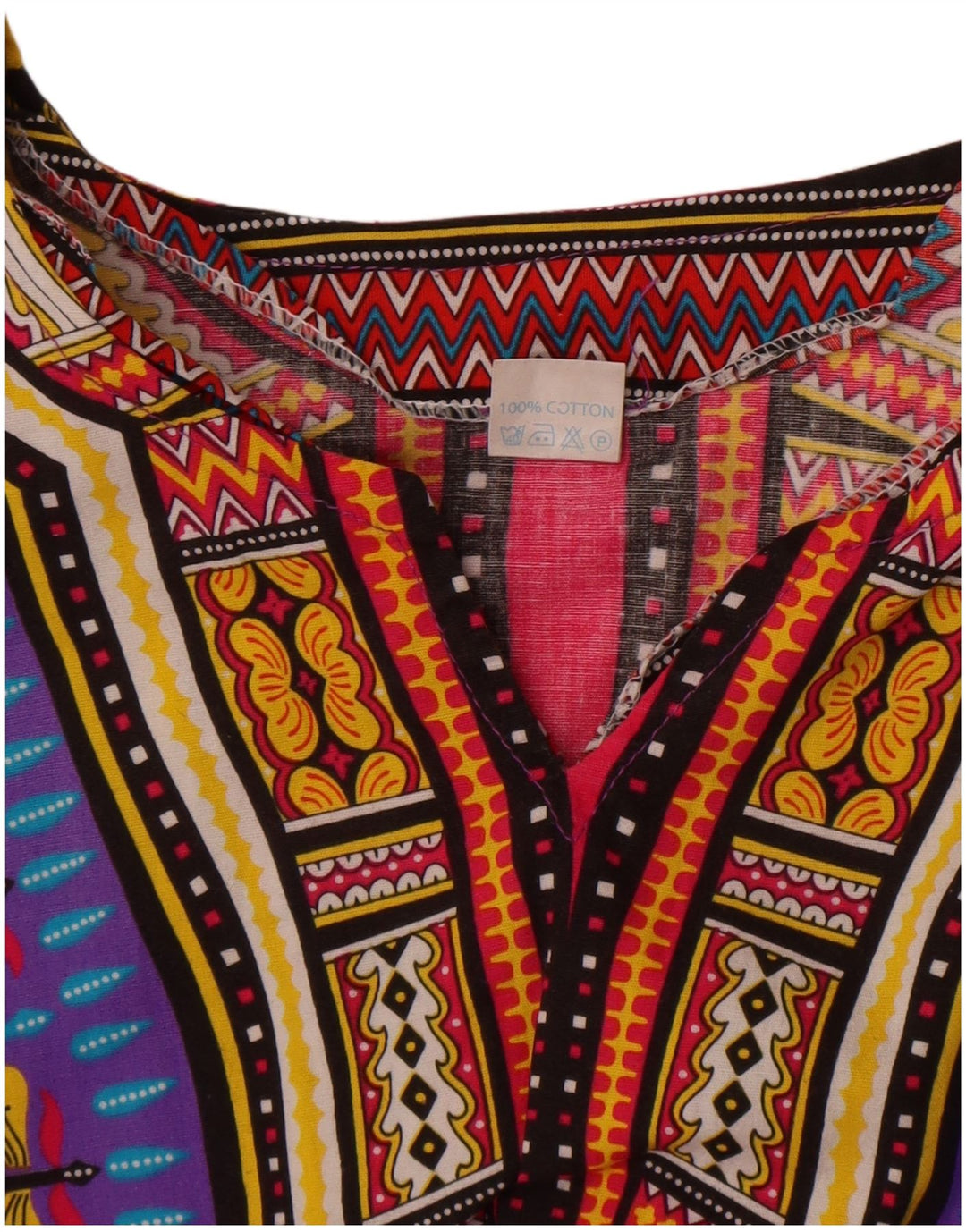 Bluză de plajă vintage pentru femei, mărime unica, bumbac geometric violet
