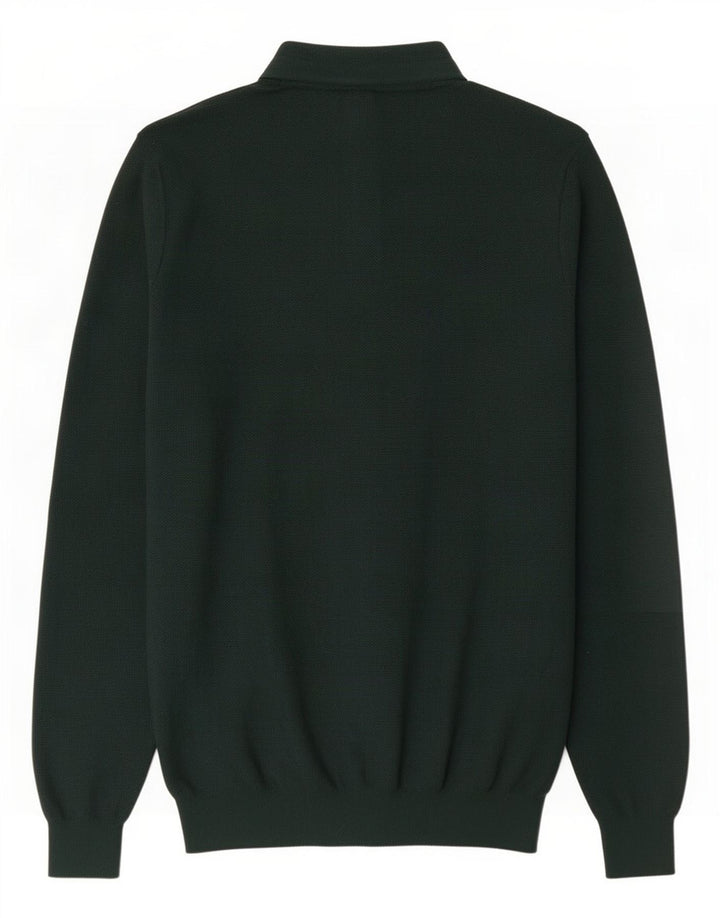 Pulover Massimo Dutti pentru bărbați, cu gât cu nasturi, verde mediu