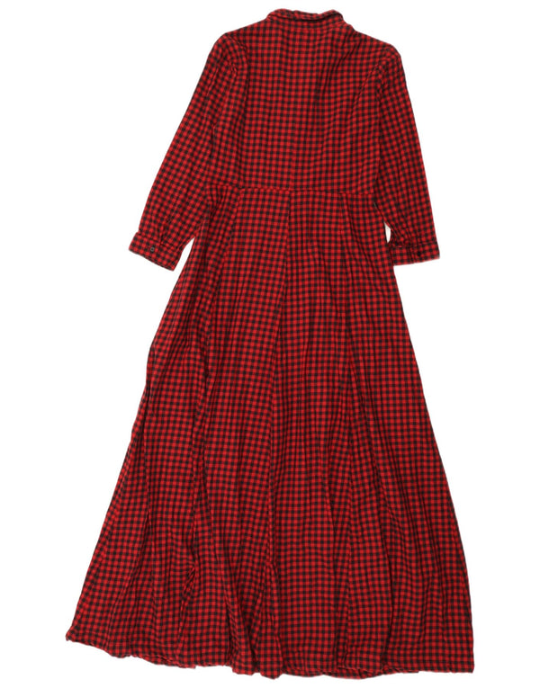 Rochie cămașă Maxi pentru femei Zara UK 4 XS Bumbac vichy roșu