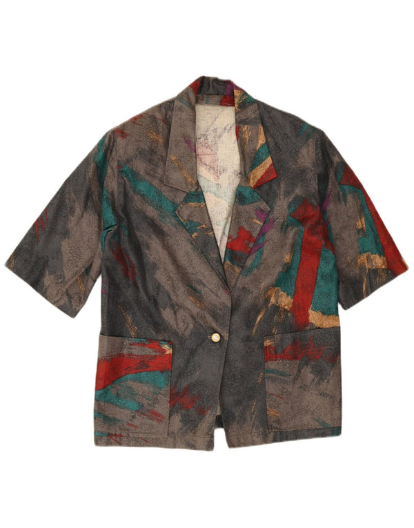 Blazer Vintage pentru femei cu 1 nasture UK 14 Medium Multicolor