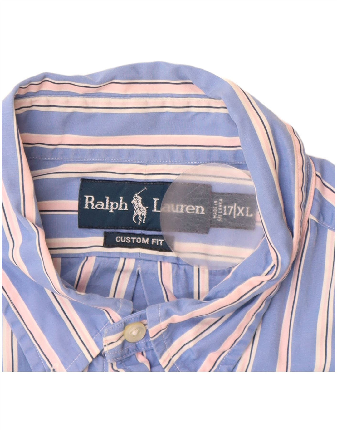 Cămașă personalizată pentru bărbați RALPH LAUREN Mărimea 17 XL Bumbac cu dungi albastre