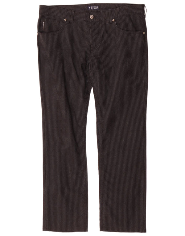 Pantaloni casual drepti pentru bărbați Armani W33 L30 bumbac cu dungi gri