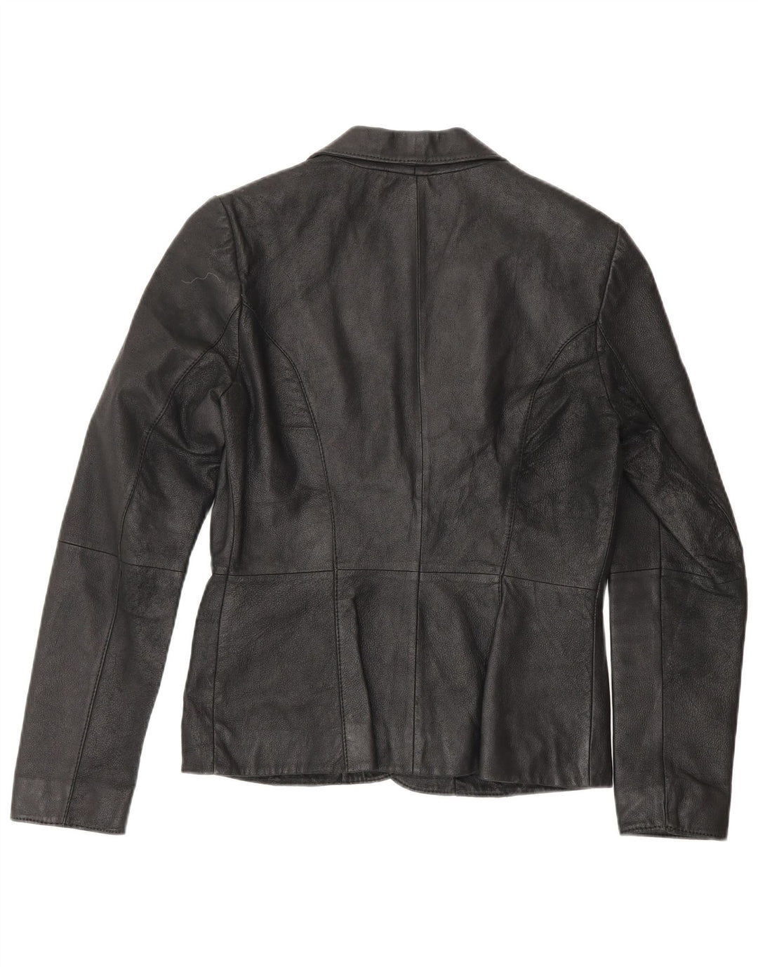 Blazer din piele pentru femei Zara cu 2 nasturi UK 10 Mic din piele neagră