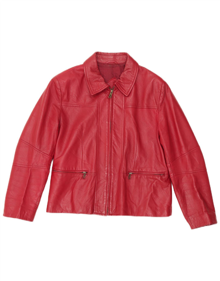 Geacă de piele vintage pentru femei IT 46 Large Red