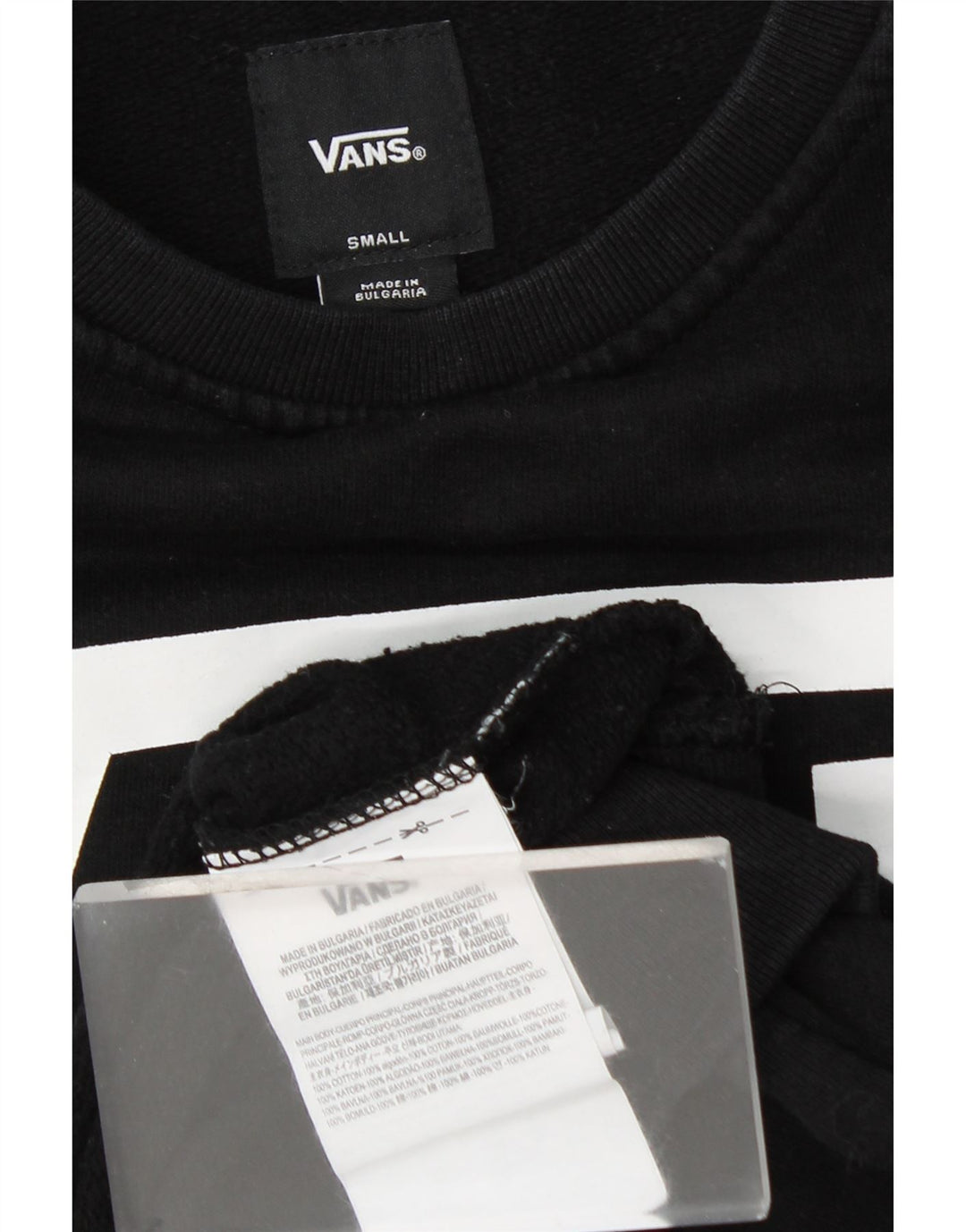VANS Mens Graphic Sweatshirt Jumper Small Black Cotton