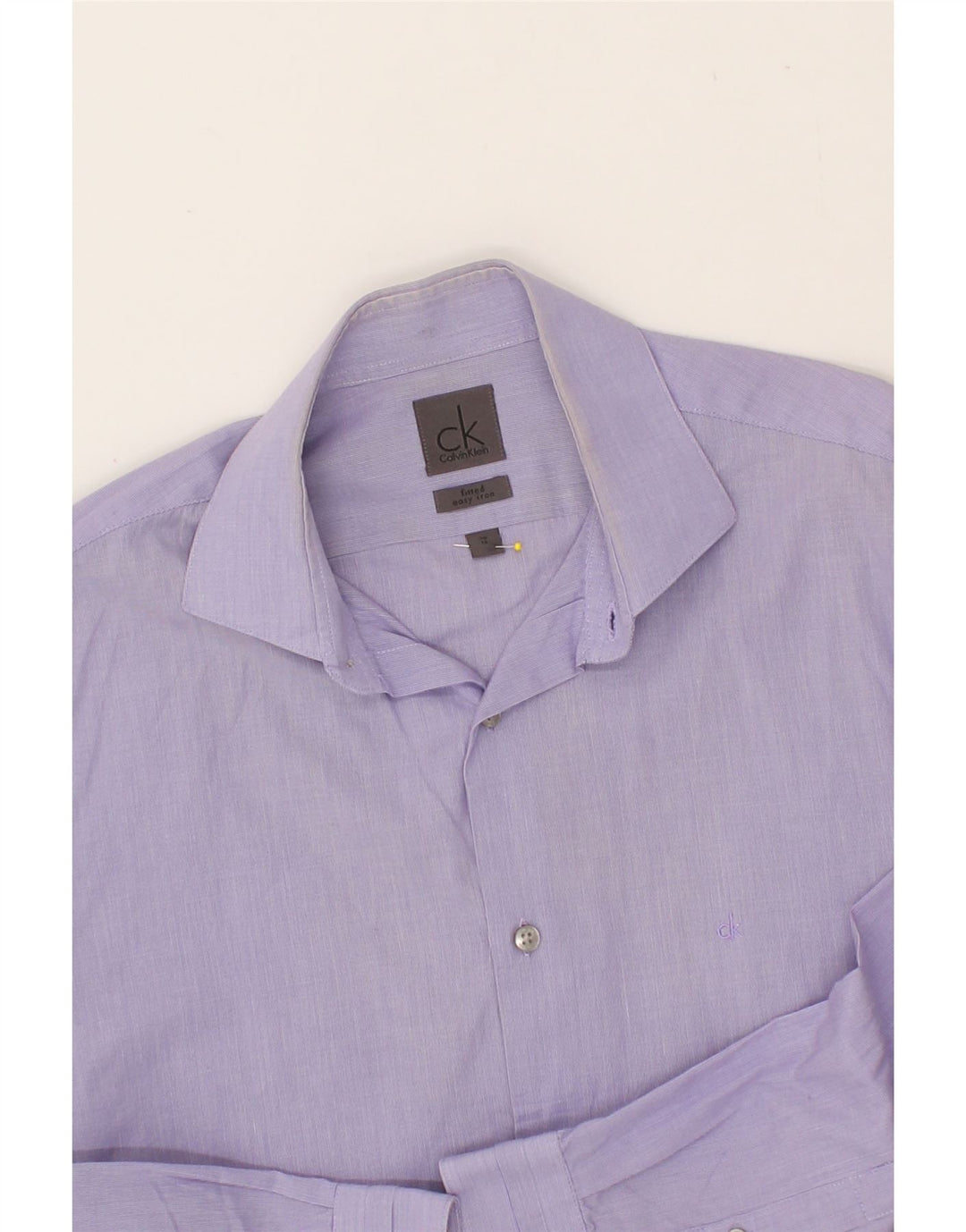 CALVIN KLEIN Mens Fitted Shirt SIze 15 Medium Purple Cotton Vintage Calvin Klein and Second-Hand Calvin Klein from Messina Hembry 