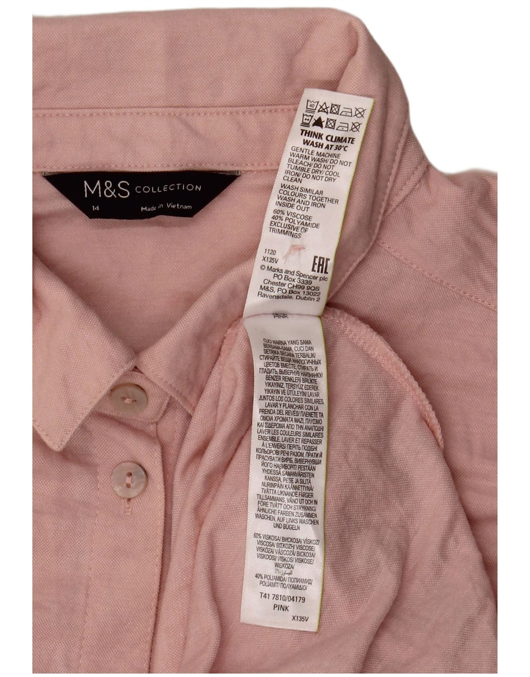 Cămașă supradimensionată cu mânecă scurtă pentru femei Marks & Spencer UK 14 mare roz
