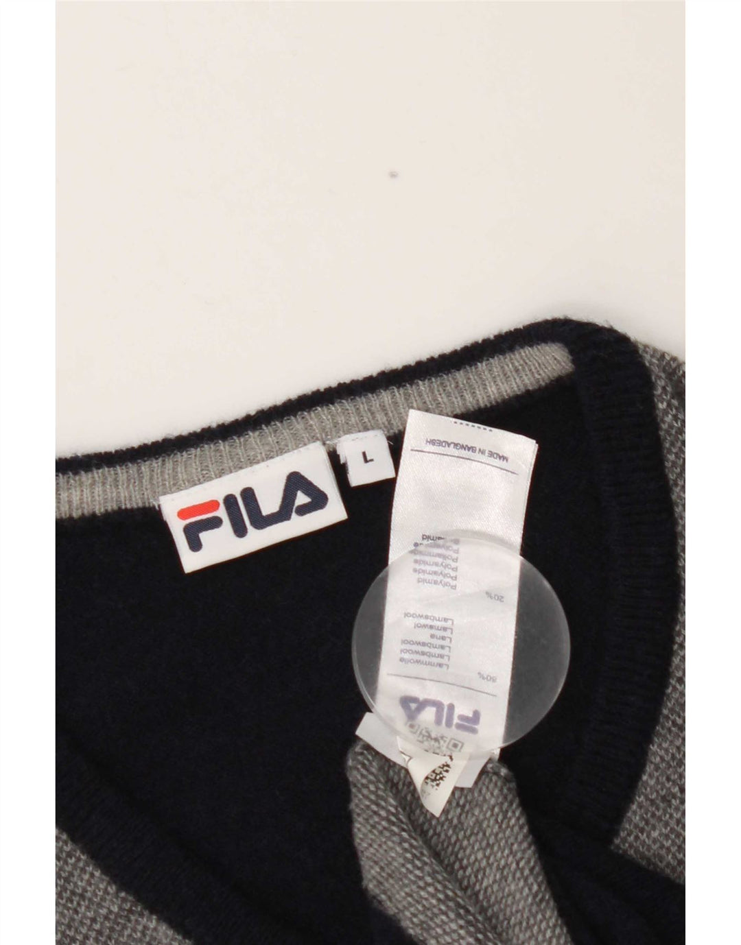 Pulover Fila pentru bărbați cu decolteu în V, mare, lână de miel, albastru marin