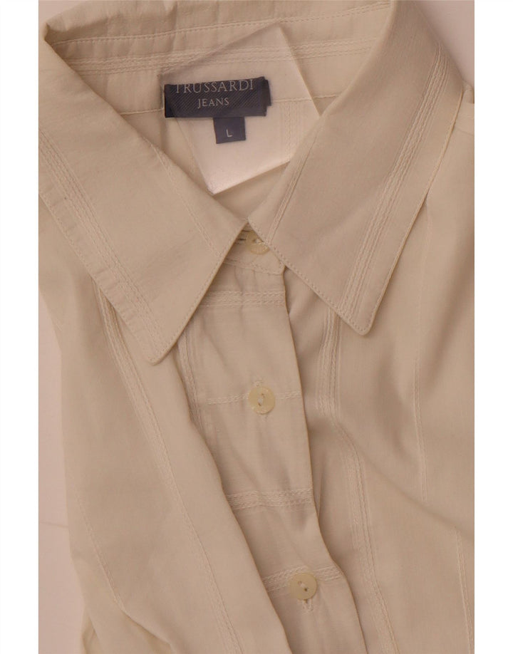 Bluză cămașă pentru femei TRUSSARDI JEANS UK 14, mare, în dungi alb