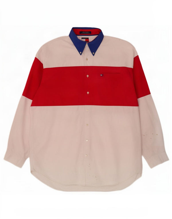 Cămașă pentru bărbați Tommy Hilfiger, mare, alb, color block din bumbac