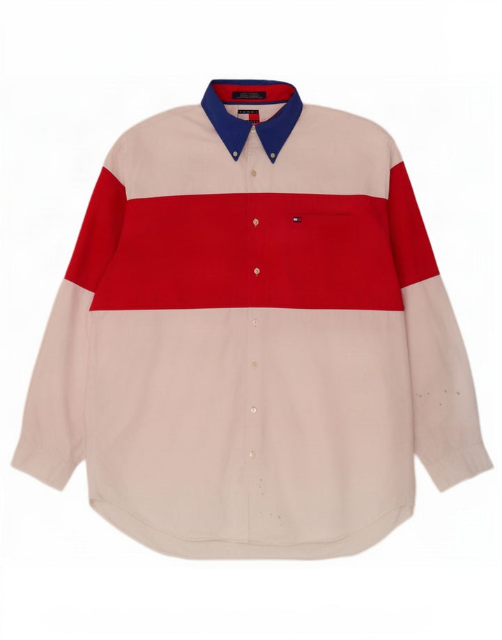 Cămașă pentru bărbați Tommy Hilfiger, mare, alb, color block din bumbac