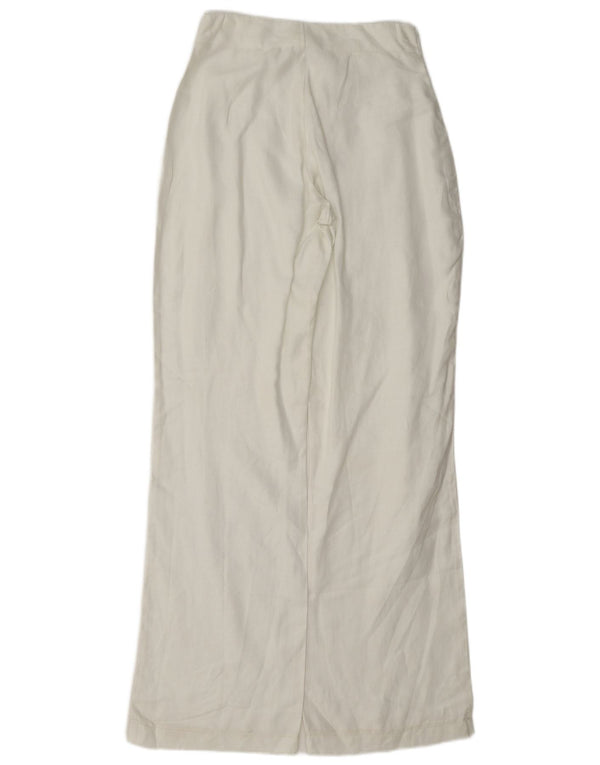 Pantaloni casual de damă vintage cu talie înaltă, cu croiala lejeră, L24 L33, albi