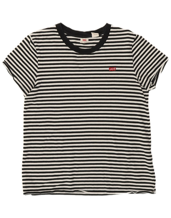 Tricou pentru femei Levi's Top UK 14 Medium White Striped Bumbac Nautical