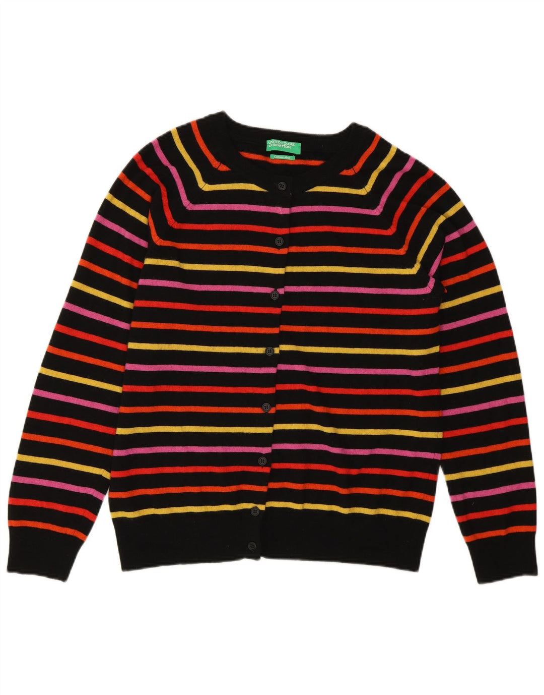 Pulover cardigan pentru femei Benetton UK 14 Medium, multicolore, cu dungi
